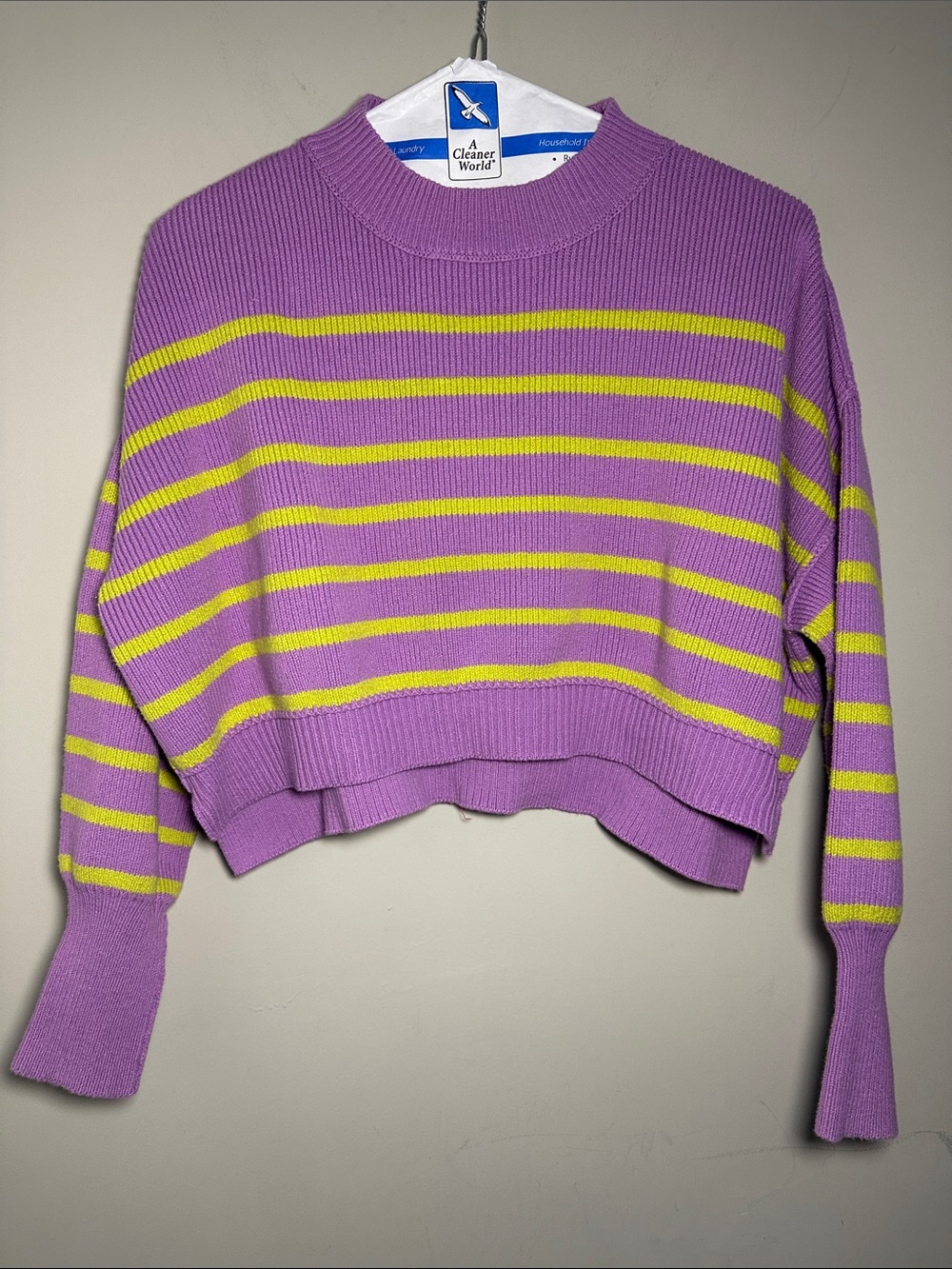 Free People purple and green easy street Striped Knit cropped Sweater